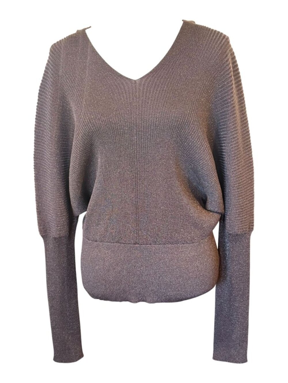 Lafayette 148 New York Ribbed Shimmer Dolman-Sleeve Sweater, Large NWT - Picture 2 of 6